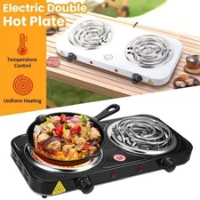 2000W Portable Electric Stove Stainless Steel DoubleBurner Plate Cooktop Cooking