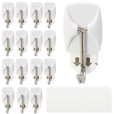 15 Pack Small Utility Hooks, Holds up to 0.5 lb, Damage Free Hanging Hooks Re...