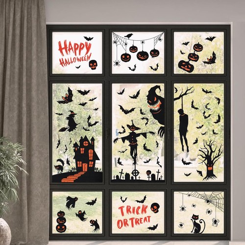9 Sheets Halloween Window Clings Black Bats Double Sided Removable Decor - Picture 2 of 6