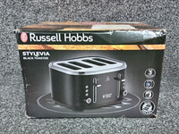Russell Hobbs 26292 Stylevia 4 Slice Toaster Defrost Wide Slots Blue LED - Black