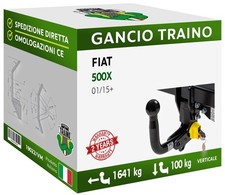 Per Fiat 500X 2-4WD Cross Plus Dal 15 Gancio Verticale Estraibile UniKIT 13P