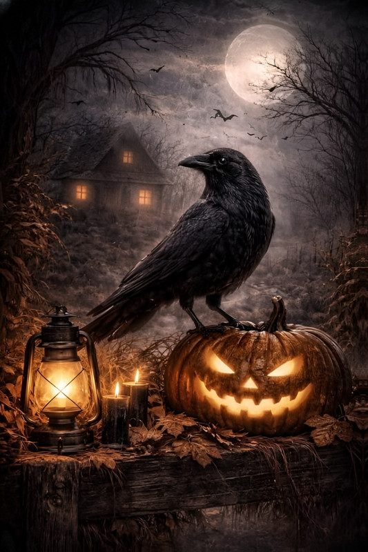 Happy Halloween  SPOOKY Vintage Reproduction Postcard  6" X 4" h10