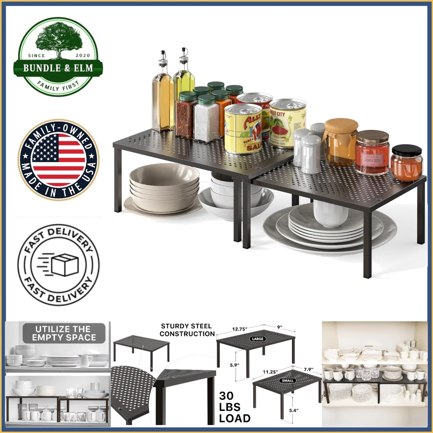 Sturdy Stackable Shelf Organizer with Maximum Weight Capacity of 30 Pounds