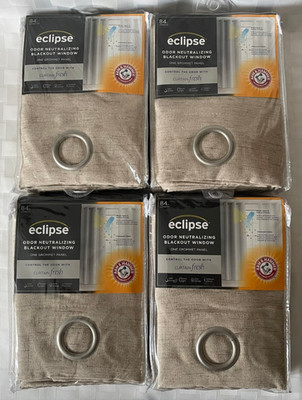 SET OF 4 ~ Eclipse LAWSON Blackout Curtains Arm & Hammer Odor Neutralizing 50x84