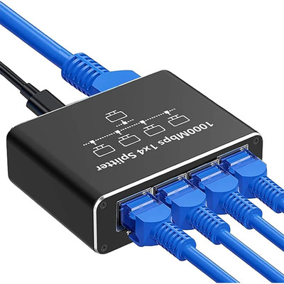 LAN Splitter 1 auf 4 Gigabit Ethernet Switch 4-Port Netzwerk Kabel Verteiler