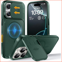 HandyhüLle FüR Iphone 16 Pro Magsafe StoßFest Kratzfest Mit StäNder AlpengrüN
