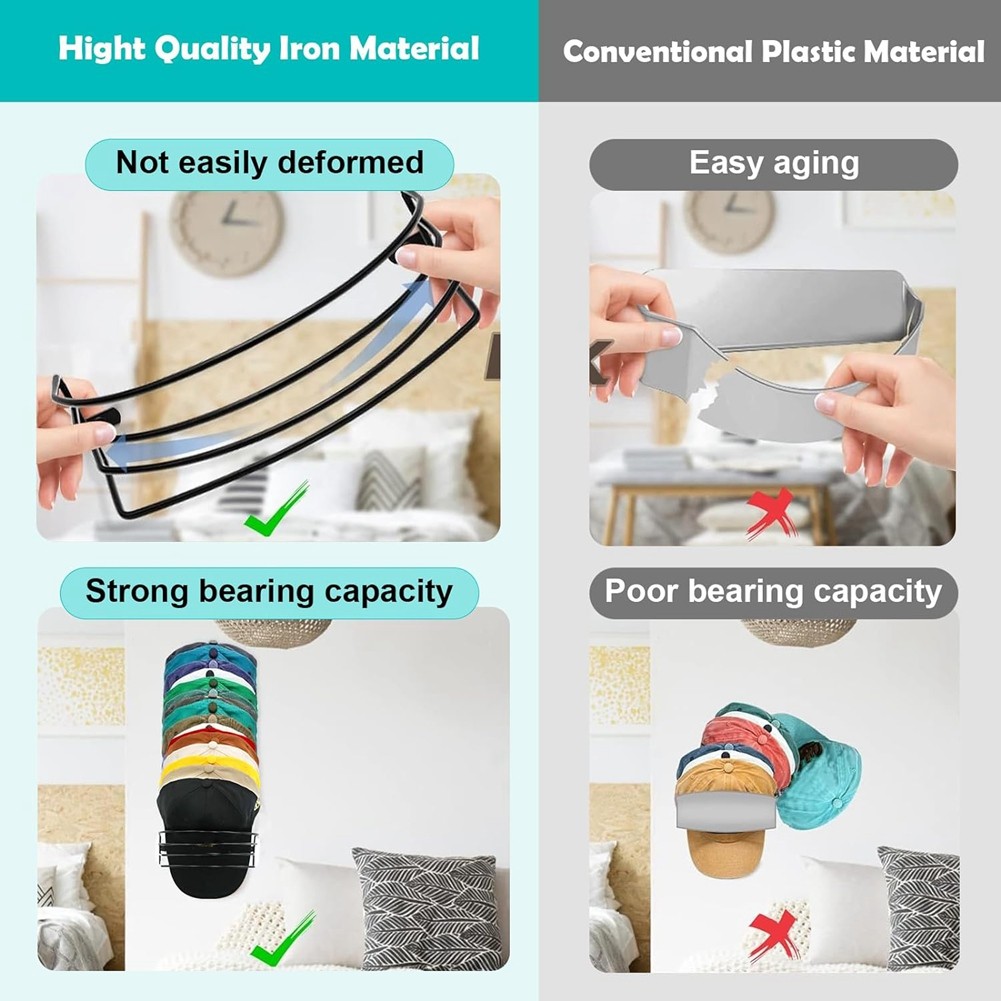 APL Cappelliera da Parete e Porta Confezione da 4 Organizer per Cappelli da Baseball in Metallo Cappelliera4800