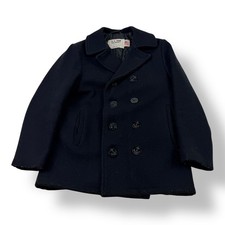 Schott NYC US740N Wool Pea Coat Jacket Womens 8 Navy Blue Made in USA Vintage