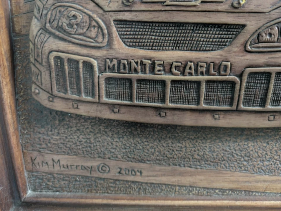 Arte mural tallado en madera 3D Dale Earnhardt & JR. Kim Murray coche de carreras Foto 4 de 4