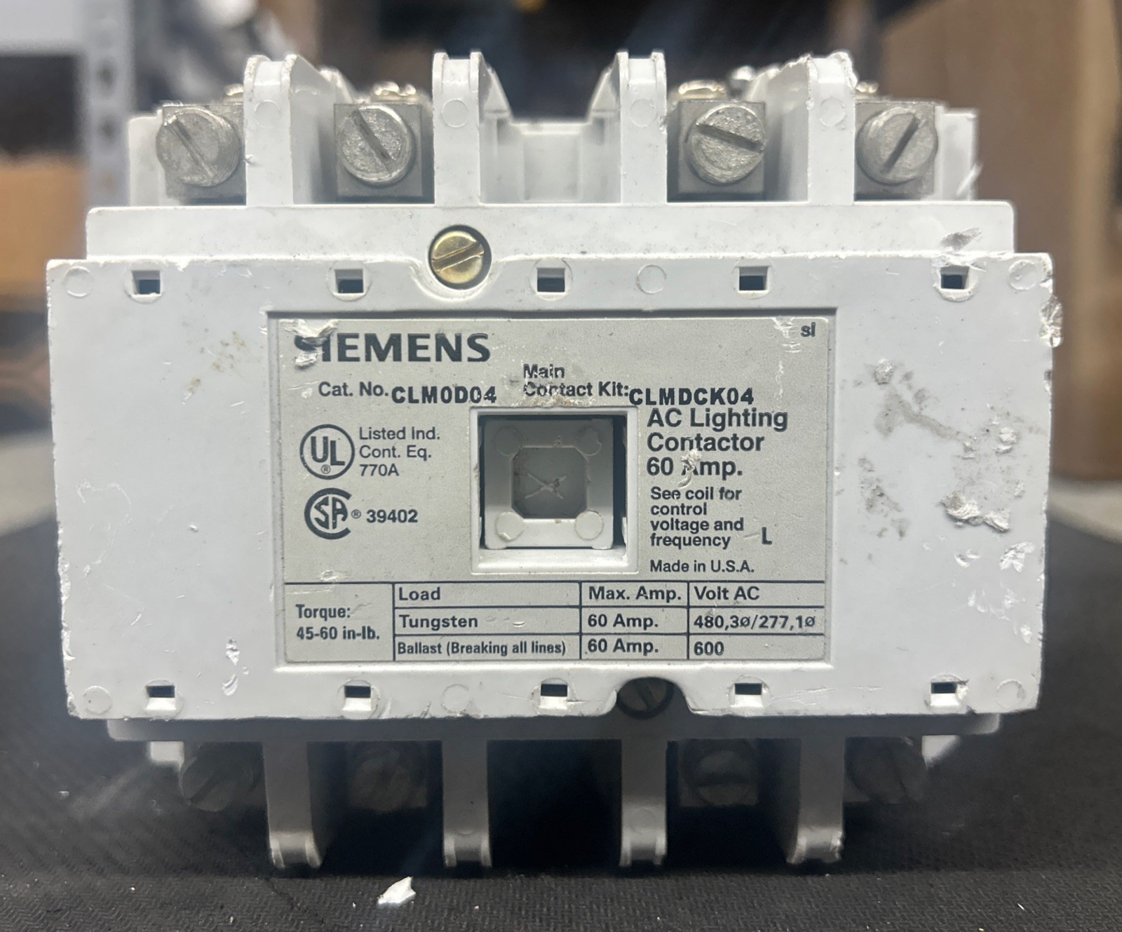 Siemens CLM0D04 AC Lighting Contactor 4 Pole 60a 120v Coil NEW CLMDCK04