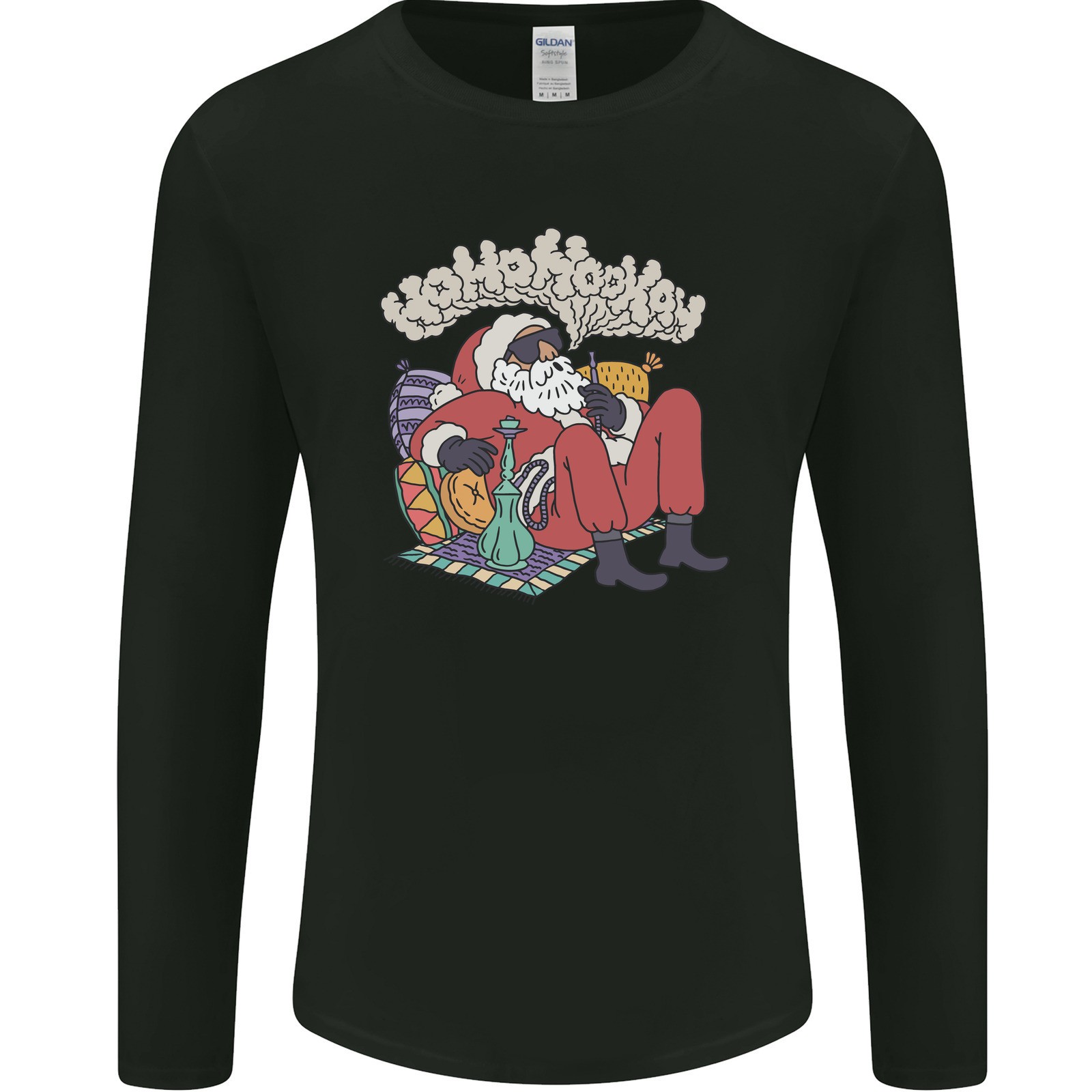 Camiseta De Manga Larga Divertida De Santa Navideño Con Hierba