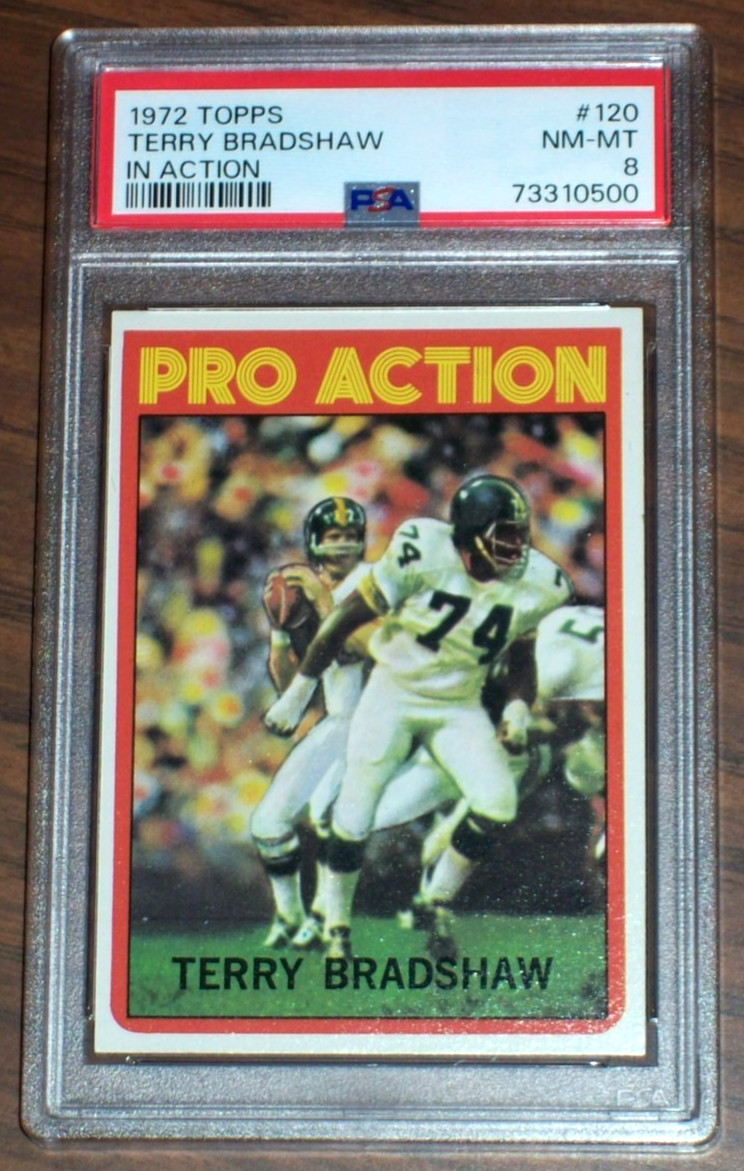 1972 Terry Bradshaw Pro Action #120 Topps PSA 8 Pittsburgh Steelers