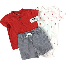 Carter's Just One You 3pc Baby Boy 12 Mos Shorts Outfit Set Crab Shirt Ocean NWT