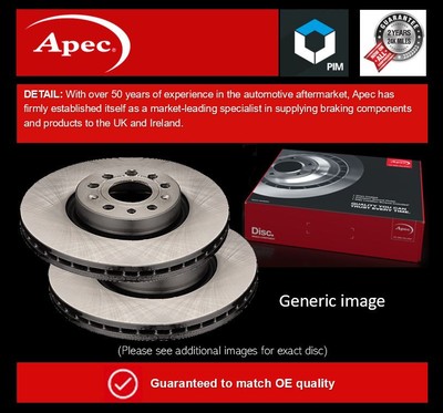 2x Brake Discs Pair Vented fits VW VENTO 1H2 2.0 Front 91 to 98 256mm Set Apec