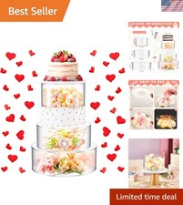 3 Pcs Acrylic Cake Stand with LED Lights 7 , 9 , 11 Clear Fillable Cake R...