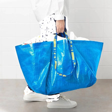 Large Size IKEA Frakta Shopping Bag Blue SturdyLaundryGroceryDurable 19Gal 2PC