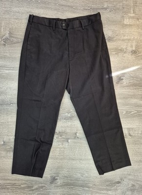 Perry Ellis Portfolio Pants Mens 36x29 Black Dress Trousers Cotton Flat Front