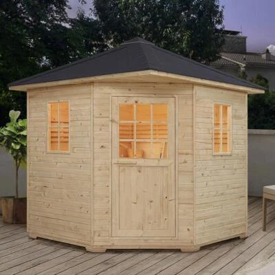 Outdoor Holz Gartensauna Außensauna Saunakabine KOMPLETTSET m Sauna Ofen Zubehör - Bild 1 von 4