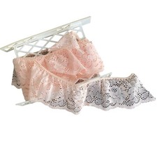 Gathered Lace Peach 4 Inches Wide x 3 + Yards Vintage Trim Dresses Crafts