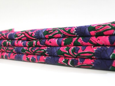 Indian Pink Hand Block Floral Print Cotton Fabric Natural Sewing Craft 20 Yard