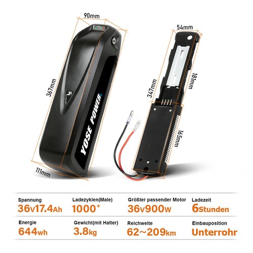 YOSE POWER 20" 24" 26" 27,5" 28 Zoll E-bike Umbausatz Vorderrad, Hinterrad &Akku - Bild 9 von 22