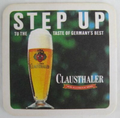 CLAUSTHALER STEP UP TO THE TASTE OF GERMANY Non-Alcoholic Beer COASTER Mat 1990s