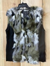 Guess Multi Color Faux Fur Vest Size L Large