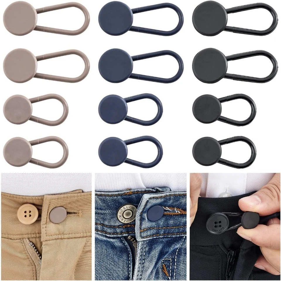 12Pcs Pants 10mm Button Extender No Sewing Waist Women