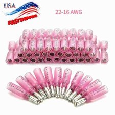 Red Heat Shrink Bullet Wire Connectors 22-16 AWG Female Male Crimp Terminals US