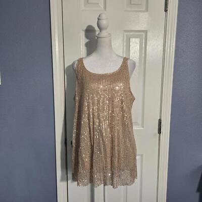 NWOT 1XL Elegant Gold Champagne Sequin Tank Top Christmas Holiday