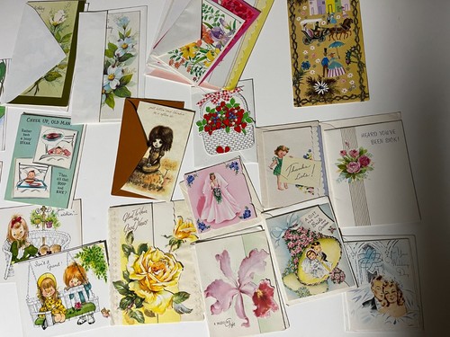 Lotto 75 biglietti di auguri vintage varie occasioni --non usati -EFFIMERA - Foto 3 di 3