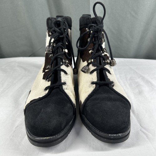 Stuart Weitzman Booties Women's 6.5 Cow Print Ponyhair & Suede Spain RARE EUC! - Picture 2 of 10