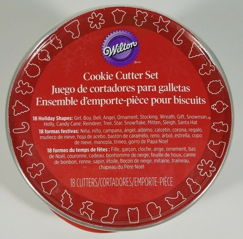 NIP Wilton 18 piece silver metal Holiday Christmas cookie cutter bucket set - Picture 5 of 7