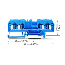 10pcs WAGO 281-654 4-Conductor Through Terminal Block 4 mm2 Blue New✦Kd