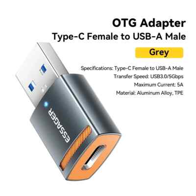 Essager USB 3.0 auf Type-C Adapter | 5A Schnellladung & Datenübertragung LED