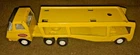 VINTAGE YELLOW TONKA MINI CAR HAULER TRACTOR TRAILER TRANSPORT TRUCK 9" Toy