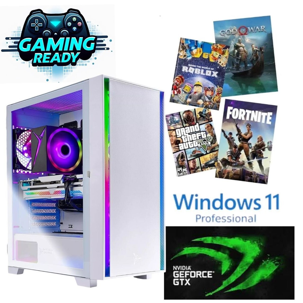 RGB Gaming Desktop Computer i7 PC 32GB 1TB SSD NVIDIA GTX 1070 Windows11