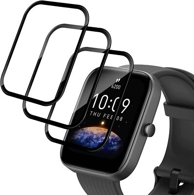 3X 3D Schutzglas für Amazfit Bip 3 / 3 Pro Hartglas Display Full Screen
