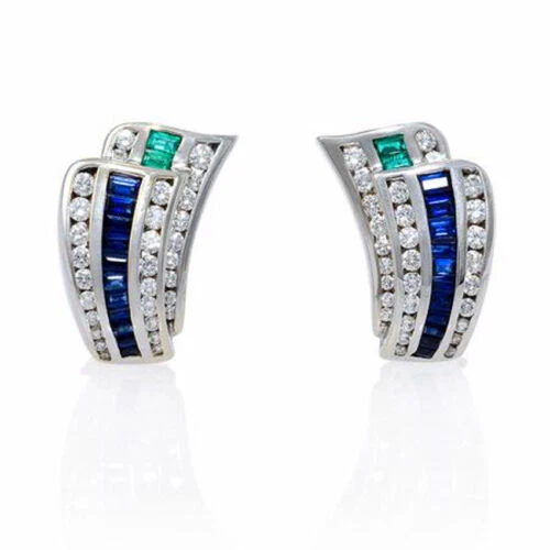 Round Stud Sapphire Fine Earrings