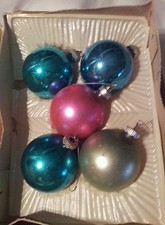 Vintage Shiny Brite Glass Christmas Ornaments made in USA 2 1/2"
