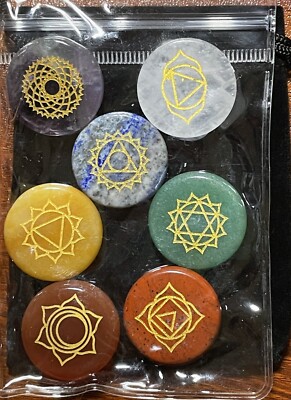 7PCS/Set - Natural Gemstones Chakra/Reiki Healing Cabochon Flat Round