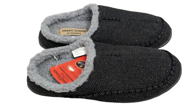 Deer Stags Slipperooz Nordic Mens Size 8 M Black Faux Fur  display picture 1