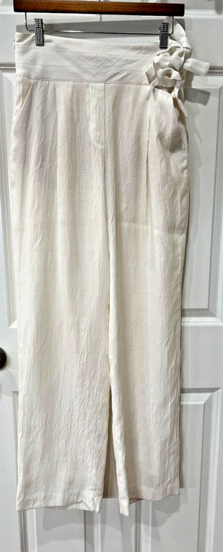 Rosie Assoulin Off white silk blend pants sz 4