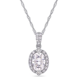 Amour 10k White Gold Moissanite and 1/8CT TDW Diamond Halo Drop Necklace - Click1Get2 Sale Trends&set=par&discount=60 Or More&sale=mega Discount