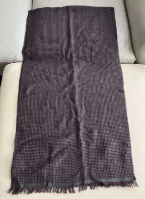 Massimo Dutti 100% Wool Plaid Waffle Knit Long Scarf - Made in Italy - MRSP$100