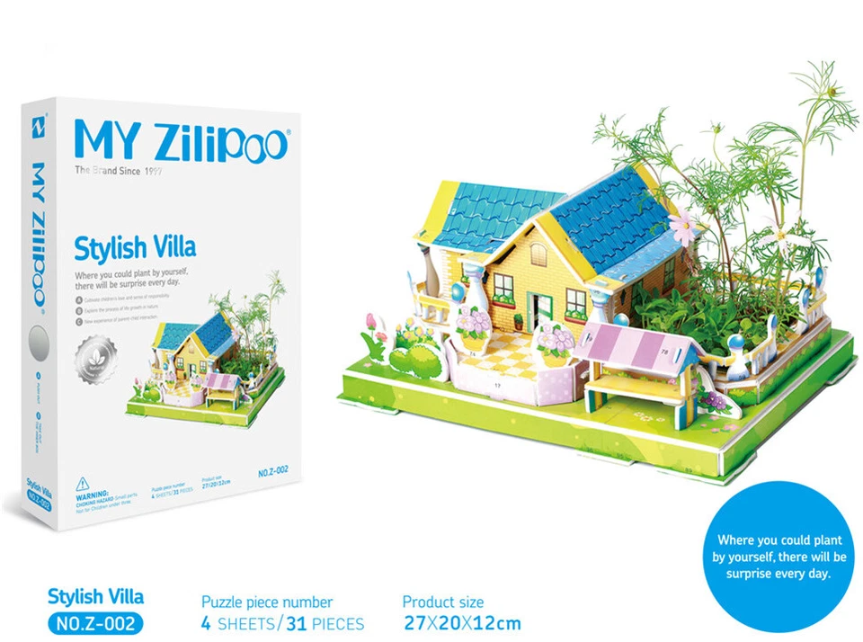Zilipoo 3D Botanic Puzzle and Mini Garden, Education Toy, Stylish Villa, Ages 3+ - Image 3 of 4