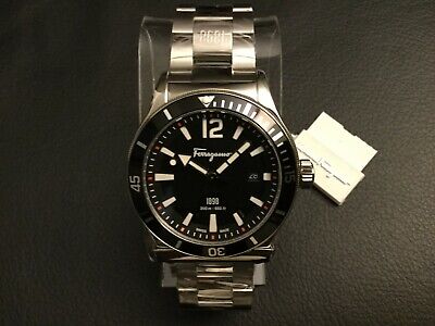 $1495 SALVATORE FERRAGAMO Men's BLACK 43mm Dial 200m Swiss $1495 SALVATORE FERRAGAMO Men's BLACK 43mm Dial 200m Swiss