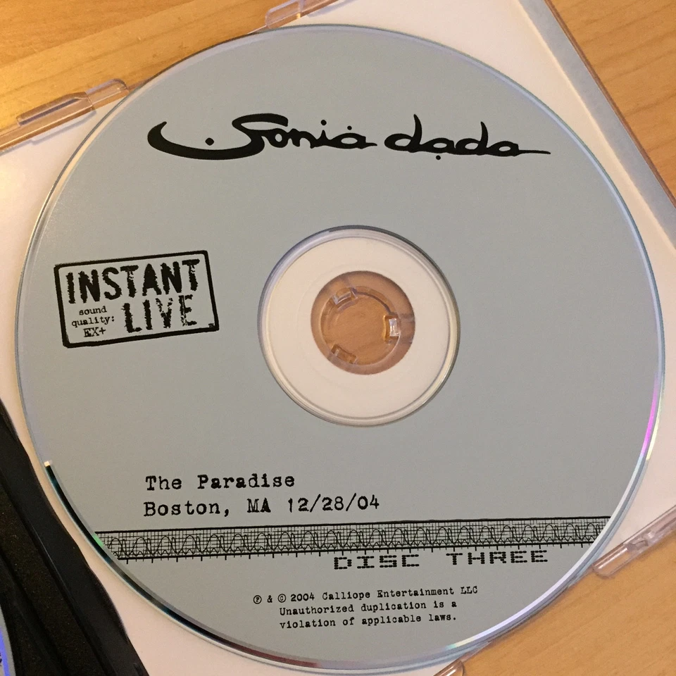 SONIA DADA INSTANT LIVE THE PARADISE BOSTON, MA 3 CD SET 2004 12/28/04 VERY RARE Foto 3 de 4