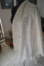 white EMBROIDERED wedding Bride shawl 100 CASHMERE PASHMINA PAISLEY EMBROIDERY