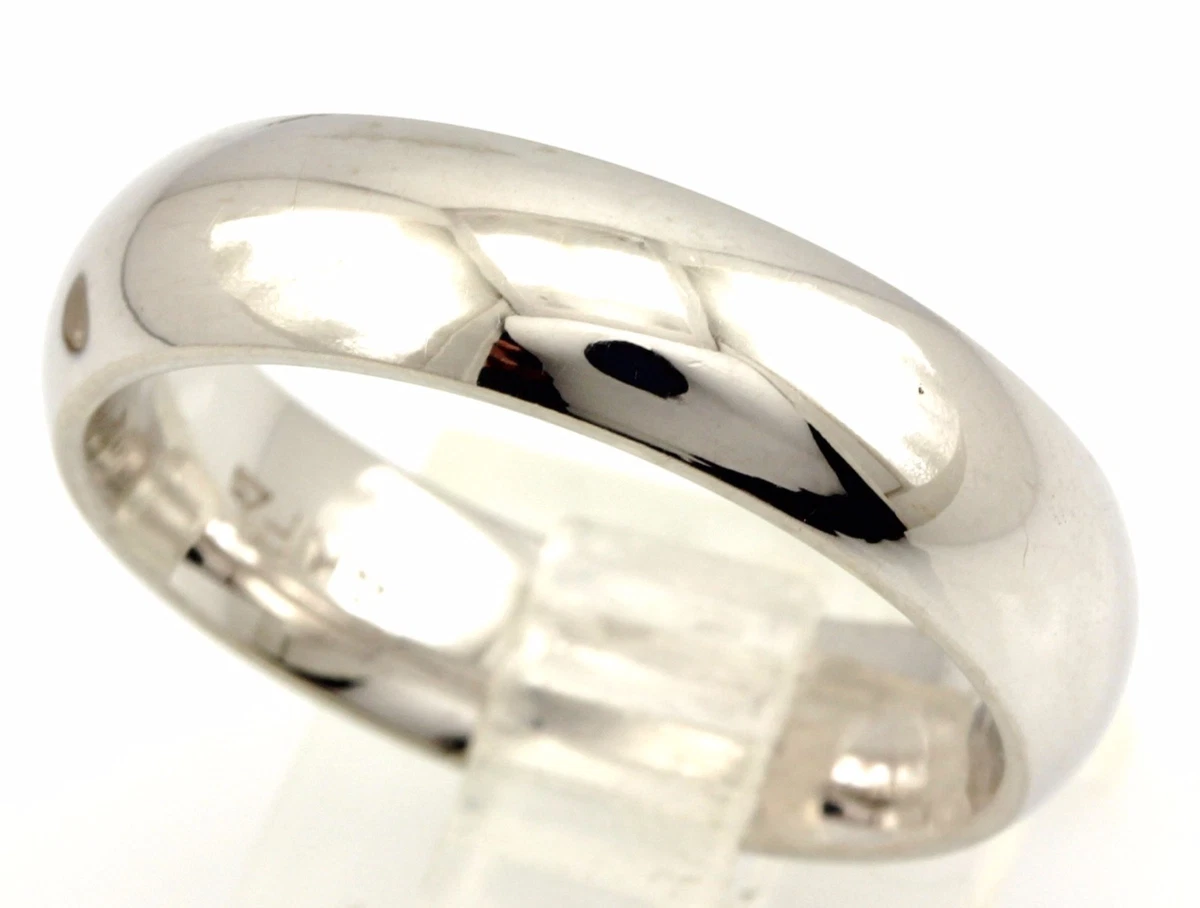 14k white gold Women s 6mm high polish wedding band ring size 5.25 NEW 5.68 gram